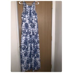 Flora blue and white maxi dress size 6